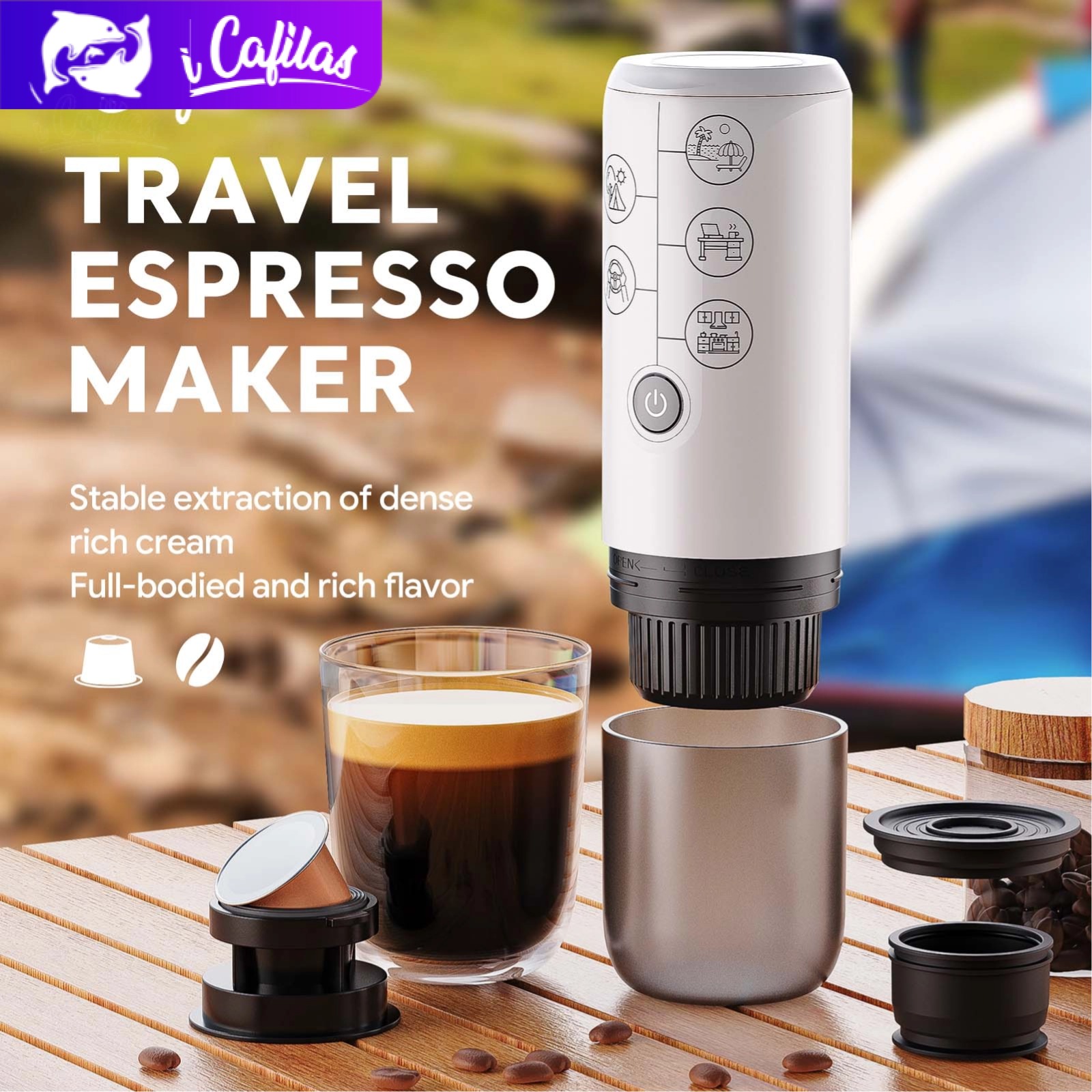 i Cafilas ME2410 17 Bar Máy pha cà phê espresso di động đa chức năng cho viên nang Nespresso và bột cà phê cho ô tô, du lịch, nhà và văn phòng