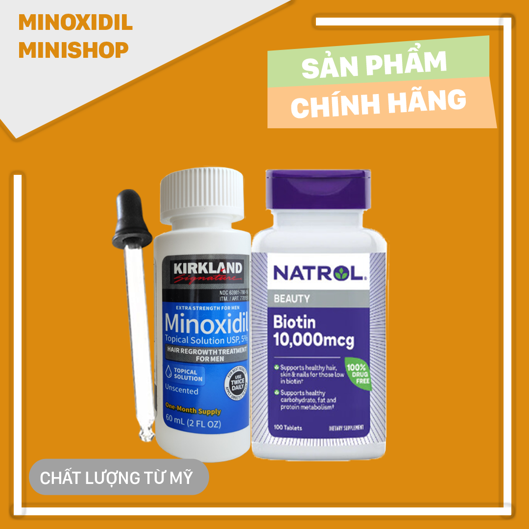 Minoxidil 5% Mọc Râu Dạng Lỏng Kirkland Combo Biotin