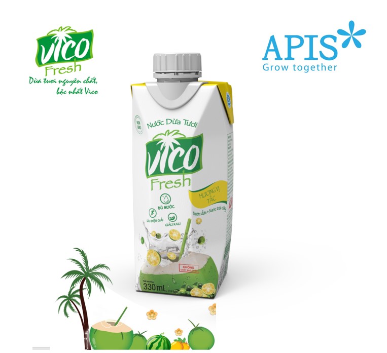 [HCM]1 HỘP NƯỚC DỪA VICO FRESH 330ML - VỊ TẮC