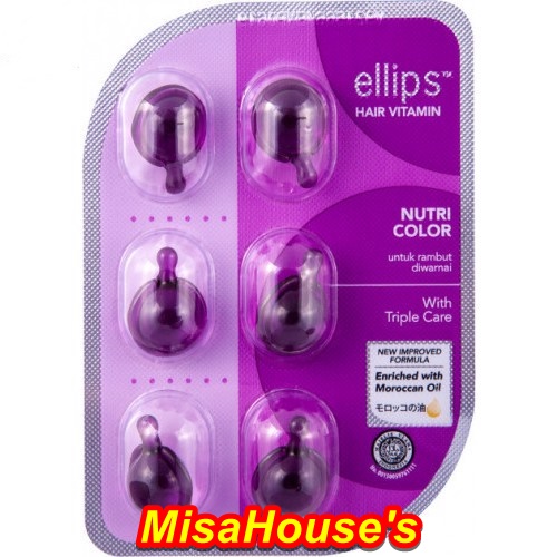 Vỉ Vitamin Dưỡng Tóc Uốn Nhuộm Ellips Nutri Color (Vỉ 6 Viên ) - 50g