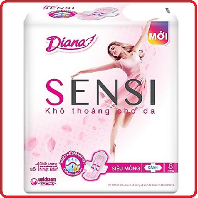 Băng vệ sinh Diana SENSI siêu mỏng cánh (8 miếng/gói)