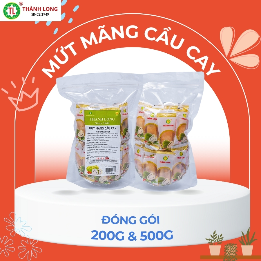 Mứt mãng cầu cay đặc biệt thơm ngon thành long túi 200gr/500gr - việt nam