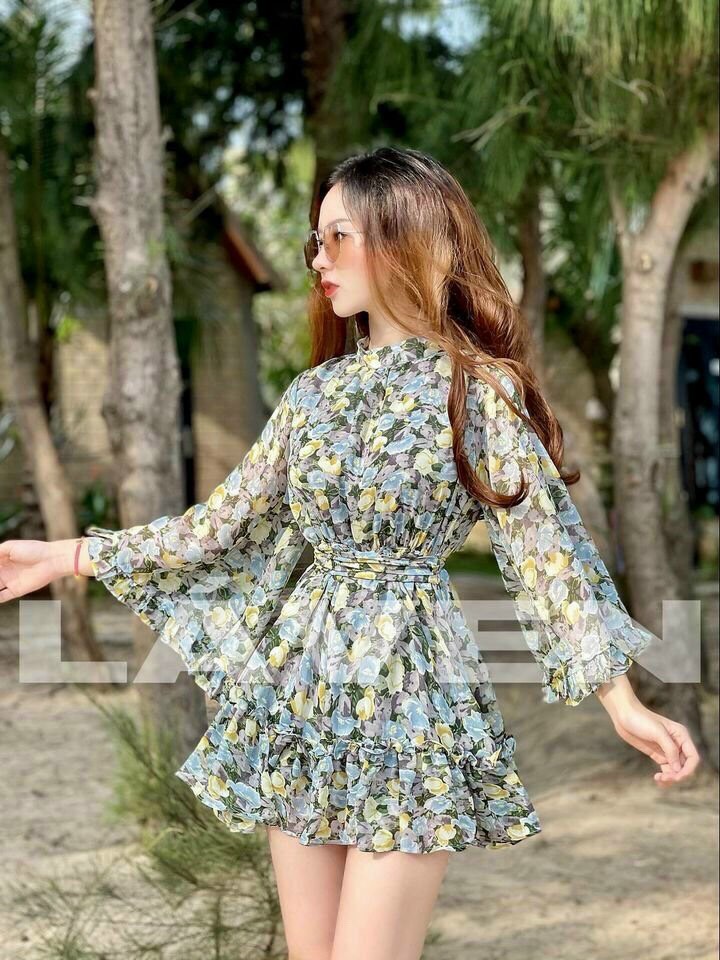 Đầm nữ đầm voan tay loe siêu xinh