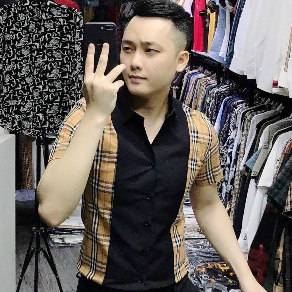 Áo sơ mi nam ngắn tay kẻ caro bbr nam phối vạt cá tính thời trang