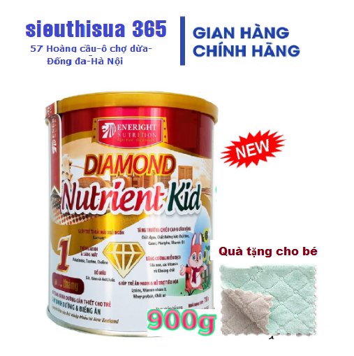 (Date: 2025) Diamond Nutrient Kid 1 900 gr : cho trẻ suy dinh dưỡng thấp còi từ 6- 36 tháng