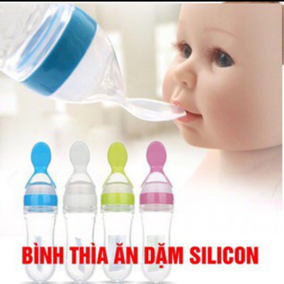 Bình thìa ăn dặm silicon an toàn cho bé