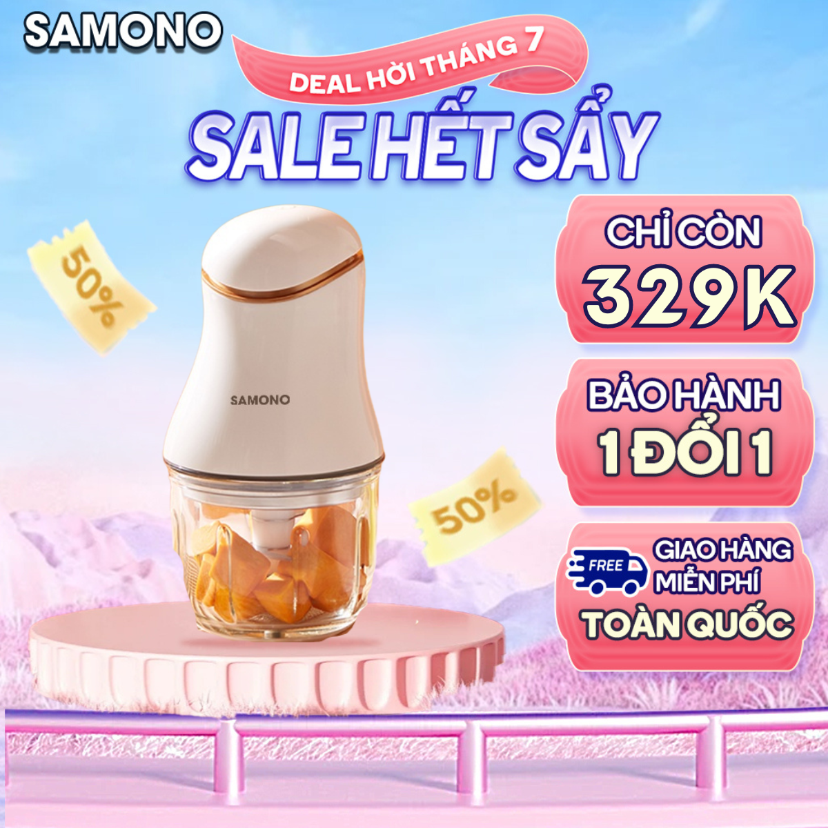 (BH 1 Năm)Samono Máy xay thịt/rau củ/sinh tố/tỏi ớt đa năng, xay nhuyễn thực phẩm cho gia đình và thức ăn dặm cho bé  SW-099/C200/MC200