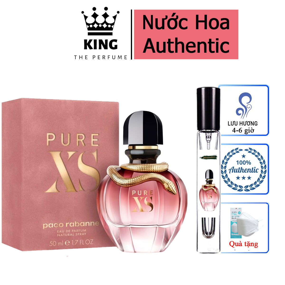 Nước Hoa Nữ Mini Paco Pure XS - Phong cách sang trọng gợi cảm, hương thơm ngọt ngào tinh tế, Chai chiết 5-10-20ml