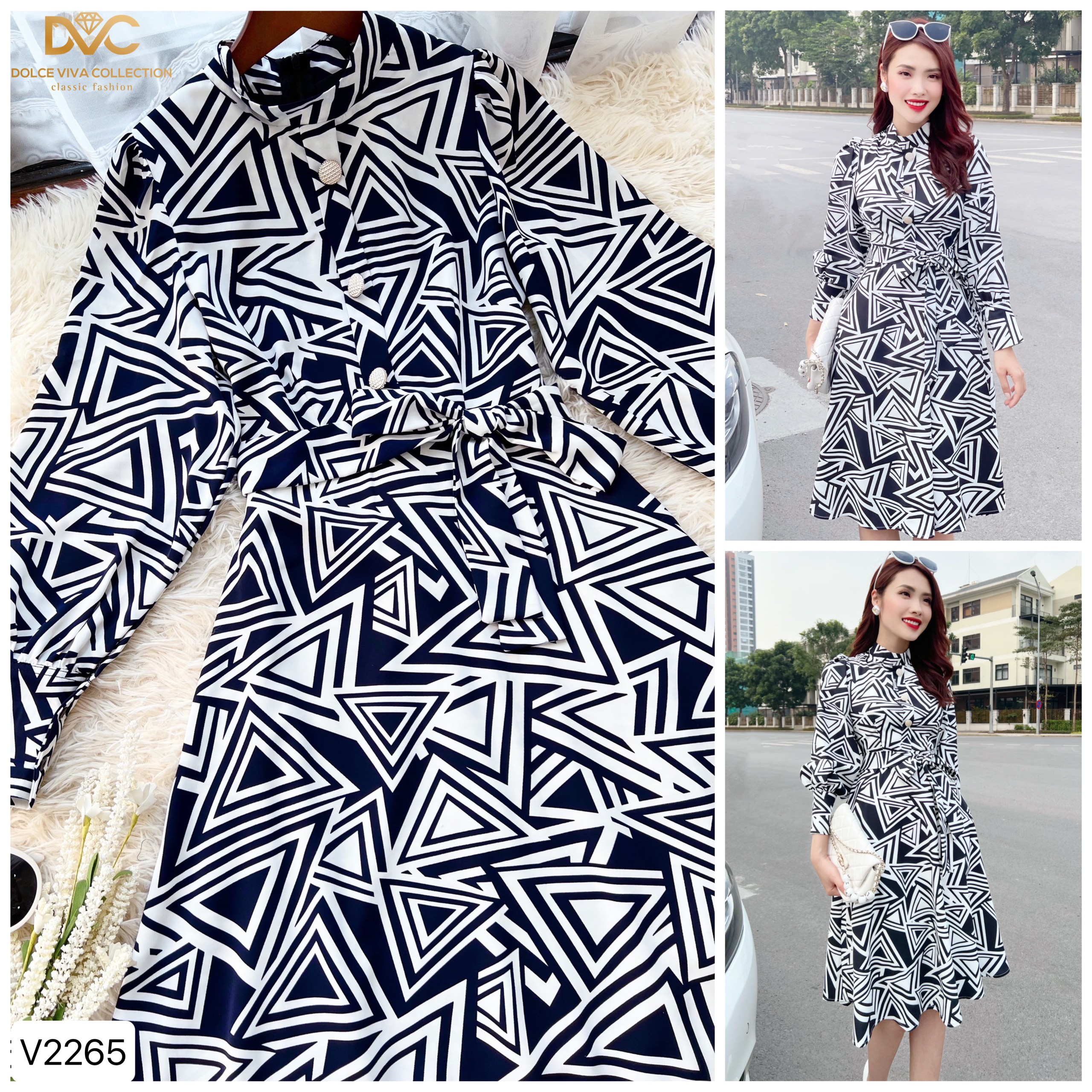 Váy xòe họa tiết v2265 - dolce viva collection