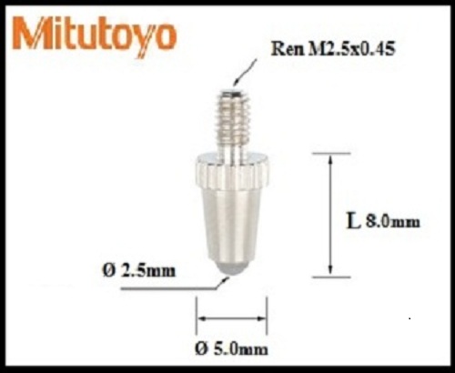 Đầu đo cho đồng hồ so Mitutoyo, kim đồng hồ so chân thụt 2046S Mitutoyo, Kim rà gá đầu thép hợp kim Wonfram, Đầu đo đồng hồ so