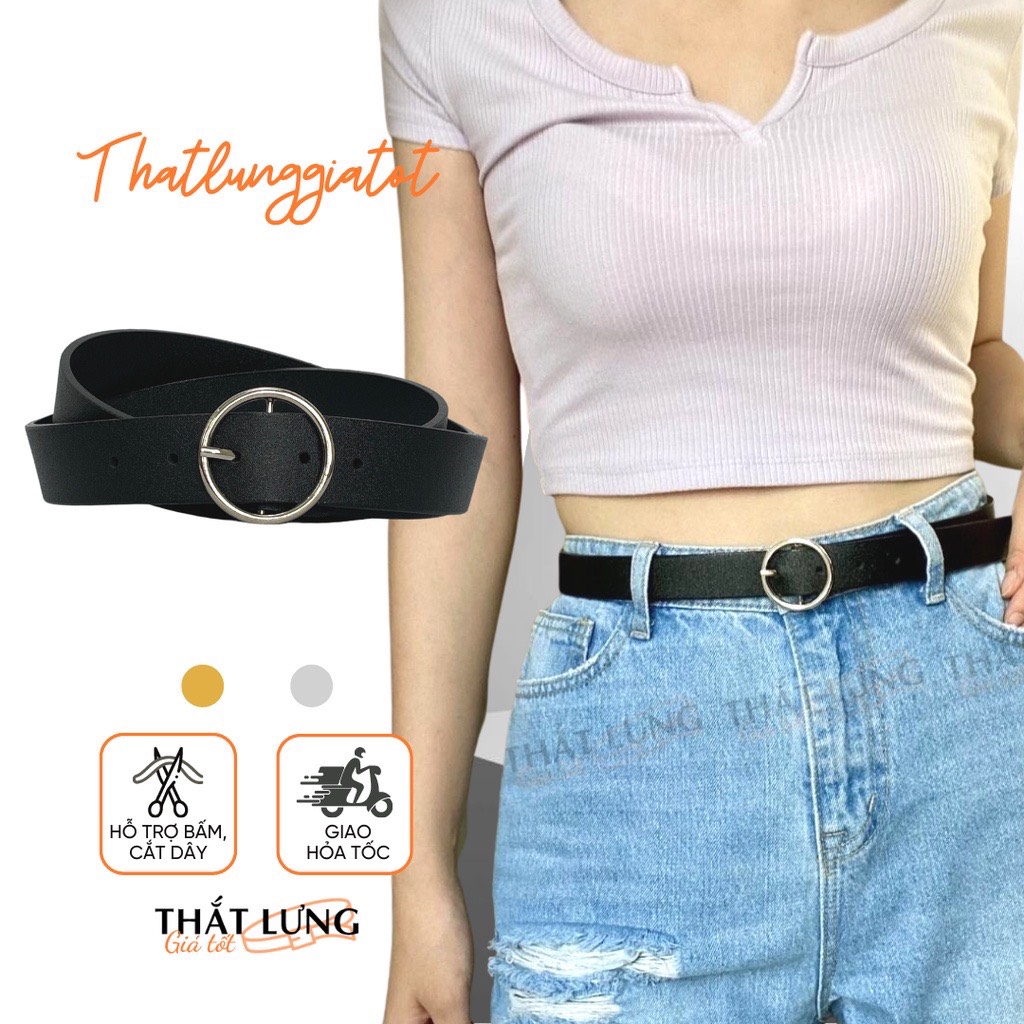 Thắt lưng nữ mặt tròn da mềm (Hỗ trợ bấm cắt dây nịt) TL001 - Thắt Lưng Giá Tốt