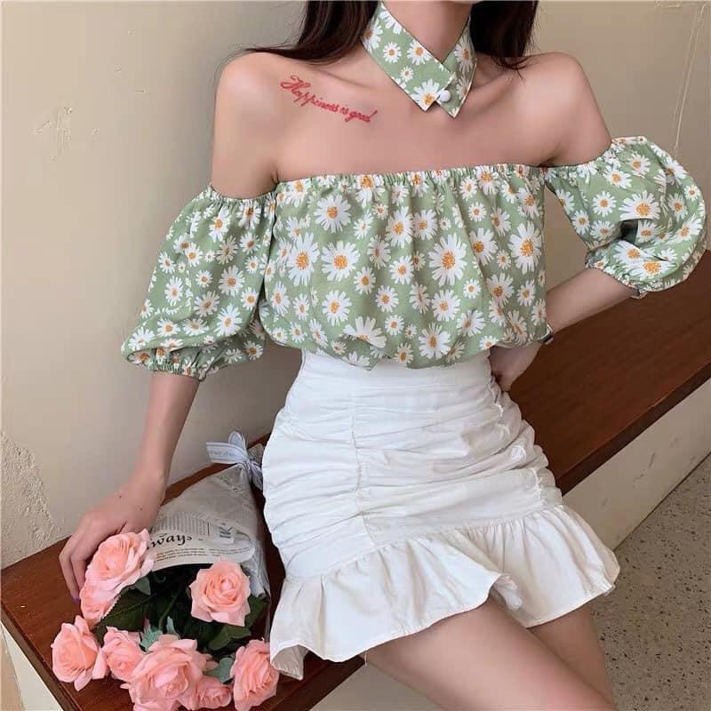 [HCM]Set đầm nữ trễ vai ĐẸP GIÁ TỐT CHẤT LƯỢNG kèm chân váy trẻ trung dễ thương phong cách Hàn Quốc mẫu hot hit hè 2020 - MTB