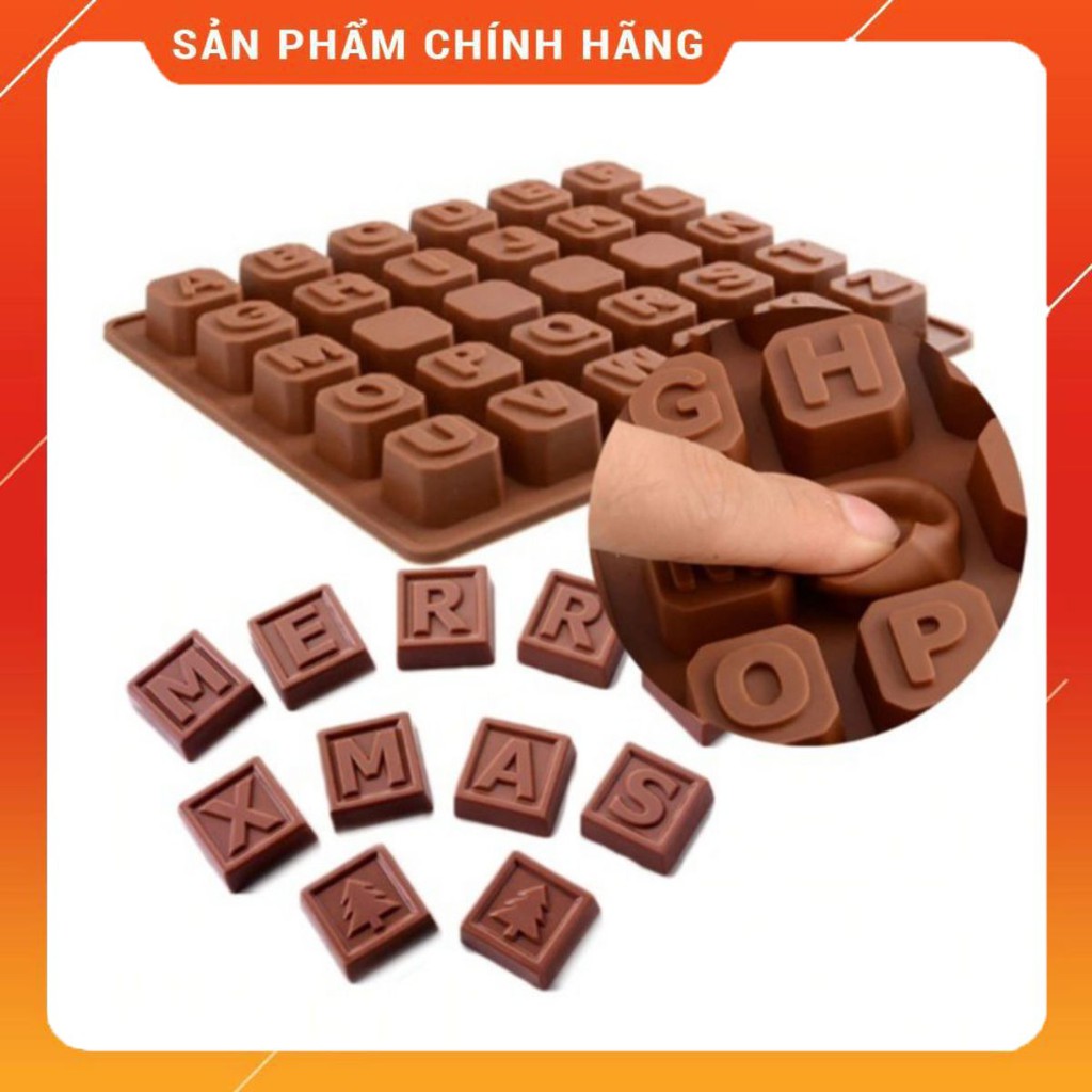 Khuôn Silicon Đổ Socola/Thạch/Đá/Kẹochipchip/Pudding Hình 26 Chữ Nổi