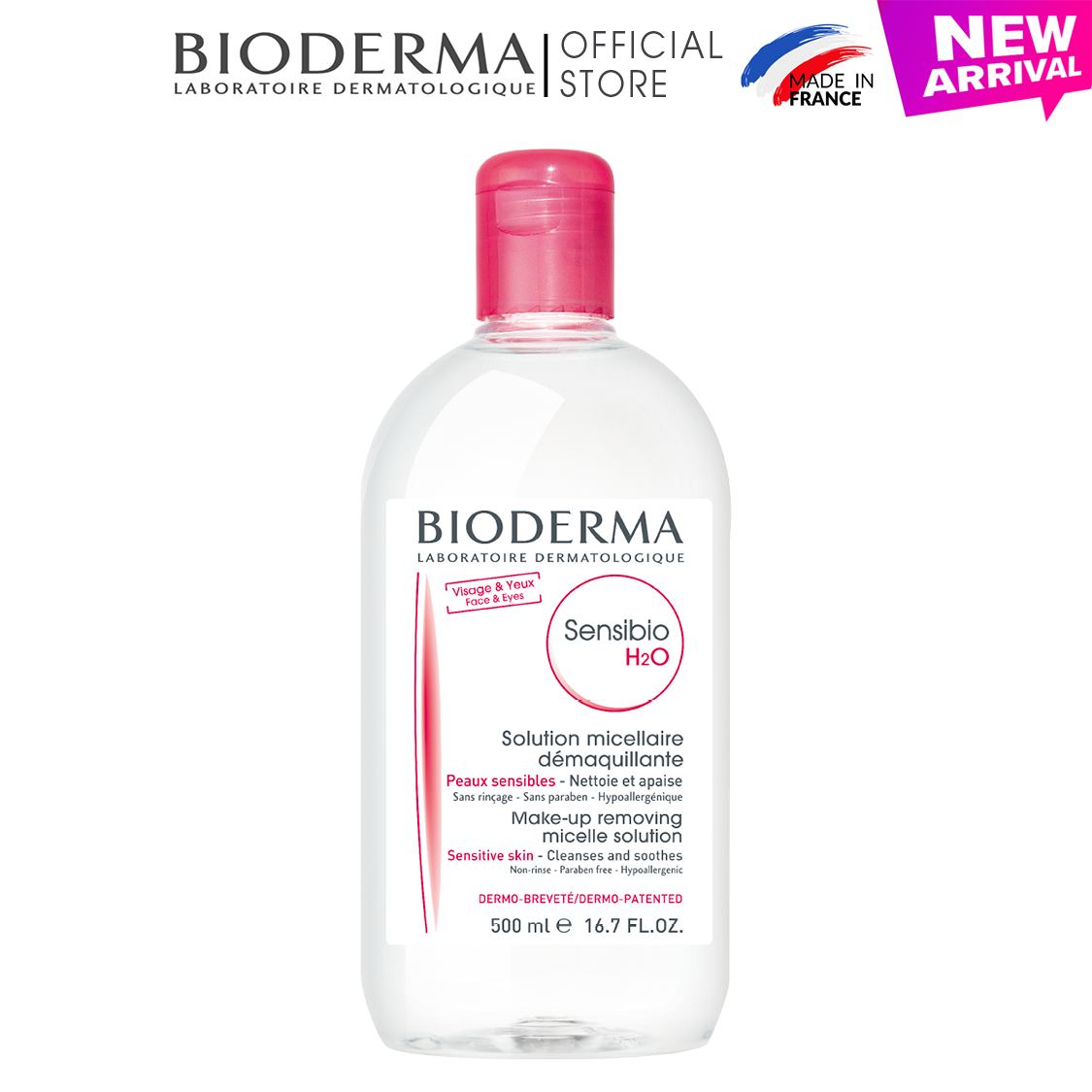 [HCM]Bioderma - Dung dịch làm sạch và tẩy trang micellar cho da thường và da nhạy cảm Bioderma Sensibio H2O 500ml