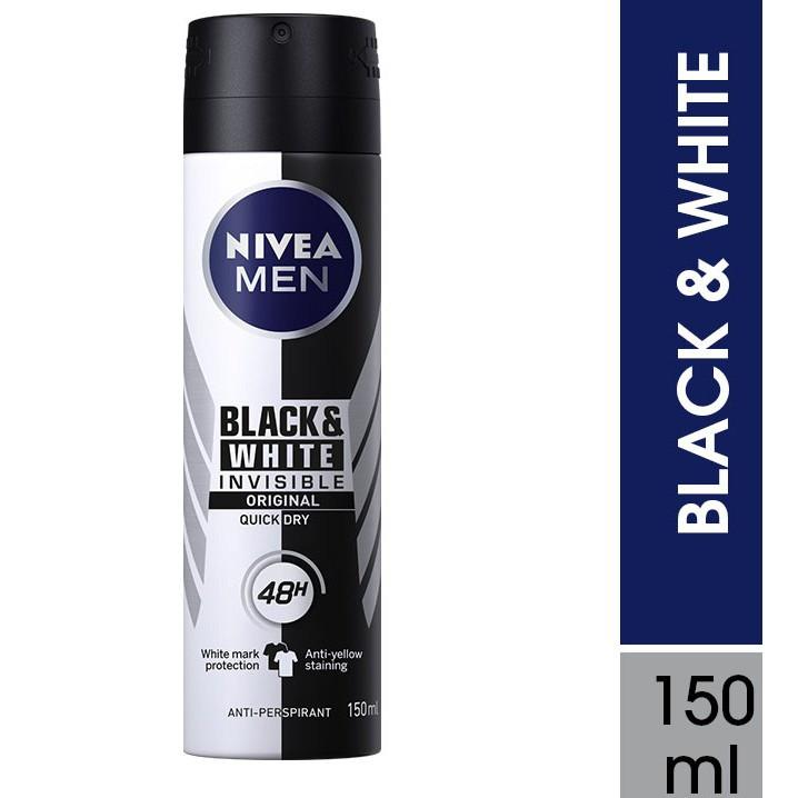 Combo 3 Xịt khử mùi Nivea Men Invisible For Black & White Giảm vết ố vàng chai 150ml