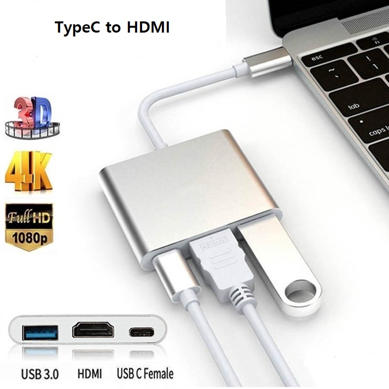 Hub Chia Cổng Chuyển Đổi Đầu Type C Sang HDMI/ USB/ TypeC  Đa Năng Dành Cho Laptop , MacBook Air Pro Retina , Điện Thoại