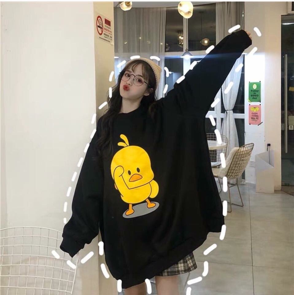 [HCM]Áo Khoác Nỉ Hoodie In Hình Chú Vịt CuTe Form Rộng Siêu Dễ Thương
