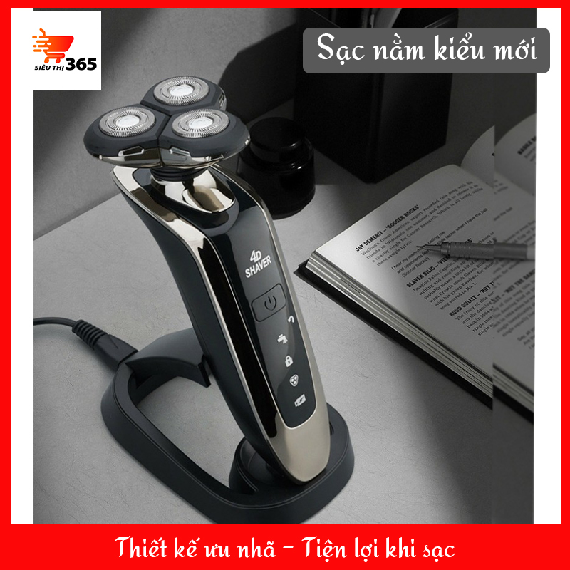 Máy cạo râu nam đa năng công nghệ Đức cao cấp Dao cạo râu điện hàng đầu cho nam giới, máy cạo râu 4d shaver có thể rửa nước, cạo nước cạo khô - Tặng đế sạc + Chổi quét