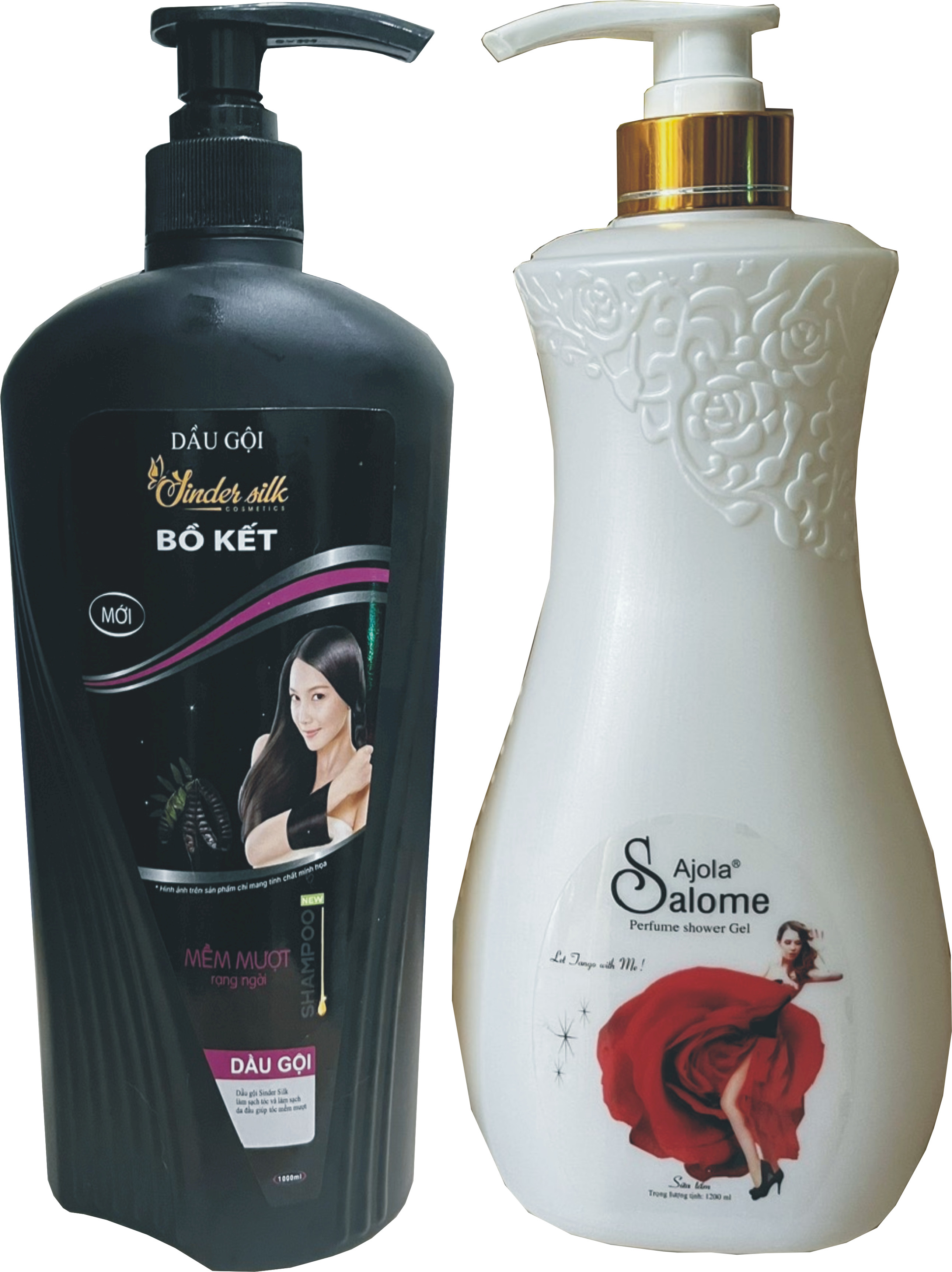 Trọn Bộ Ajola Sữa Tắm Hoa Hồng 1200ml & Dầu Gội Bồ Kết Thảo Dược 1000ml Chính Hãng
