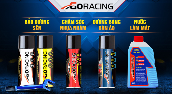 Combo Goracing: Vệ sinh sên, Bảo dưỡng sên, Chăm Sóc nhựa nhám, Dưỡng bóng dàn áo, Nước làm mát