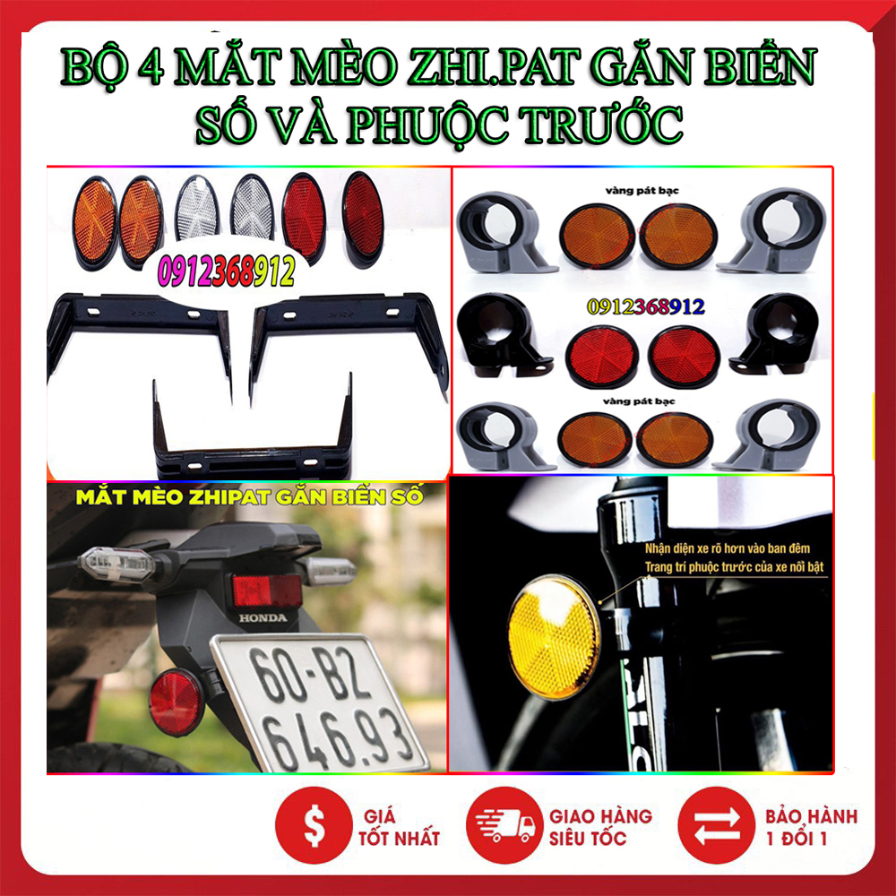 Bộ 4 mắt mèo phản quang zhipat trước sau