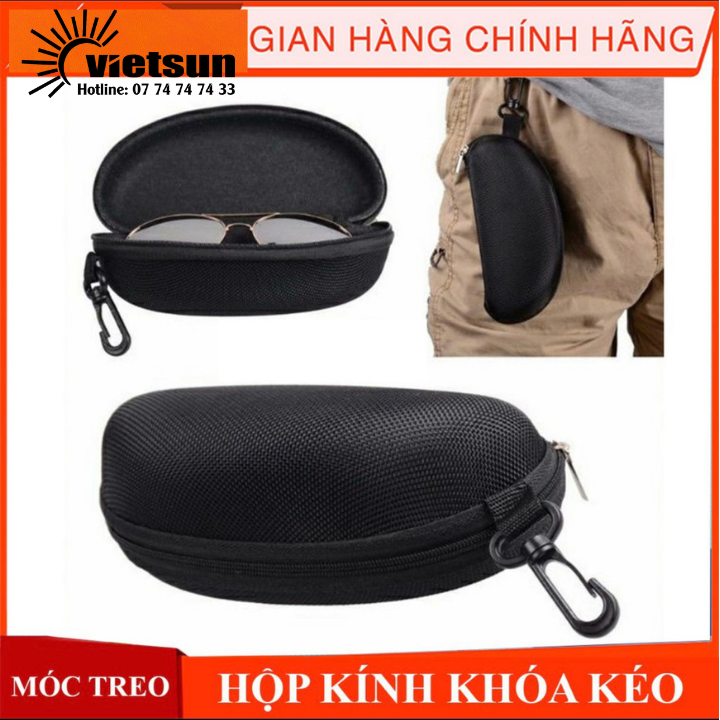 Hộp đựng mắt kính khóa kéo có móc treo / đựng kính mát / kiếng cận