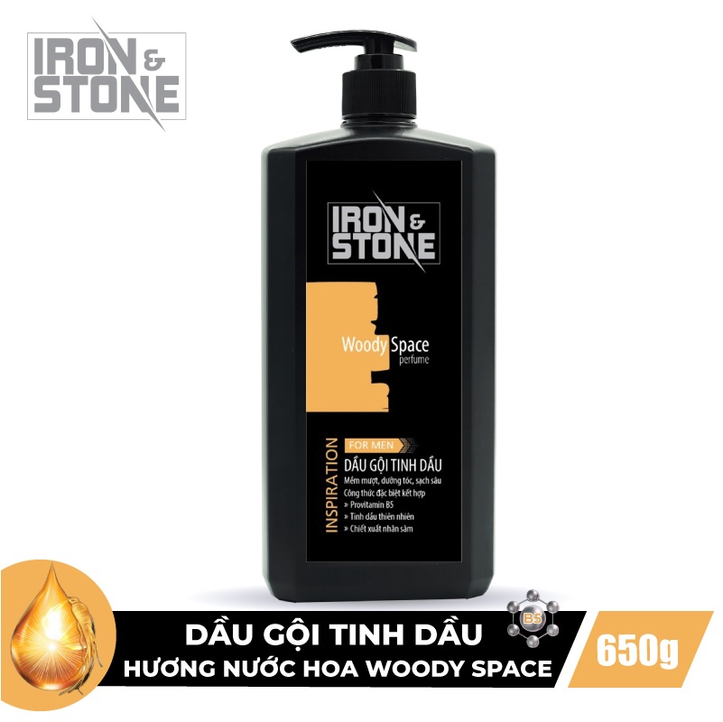 Dầu gội tinh dầu IRON & STONE innovation hương Woody Space 650g Z0202 - Dành cho nam