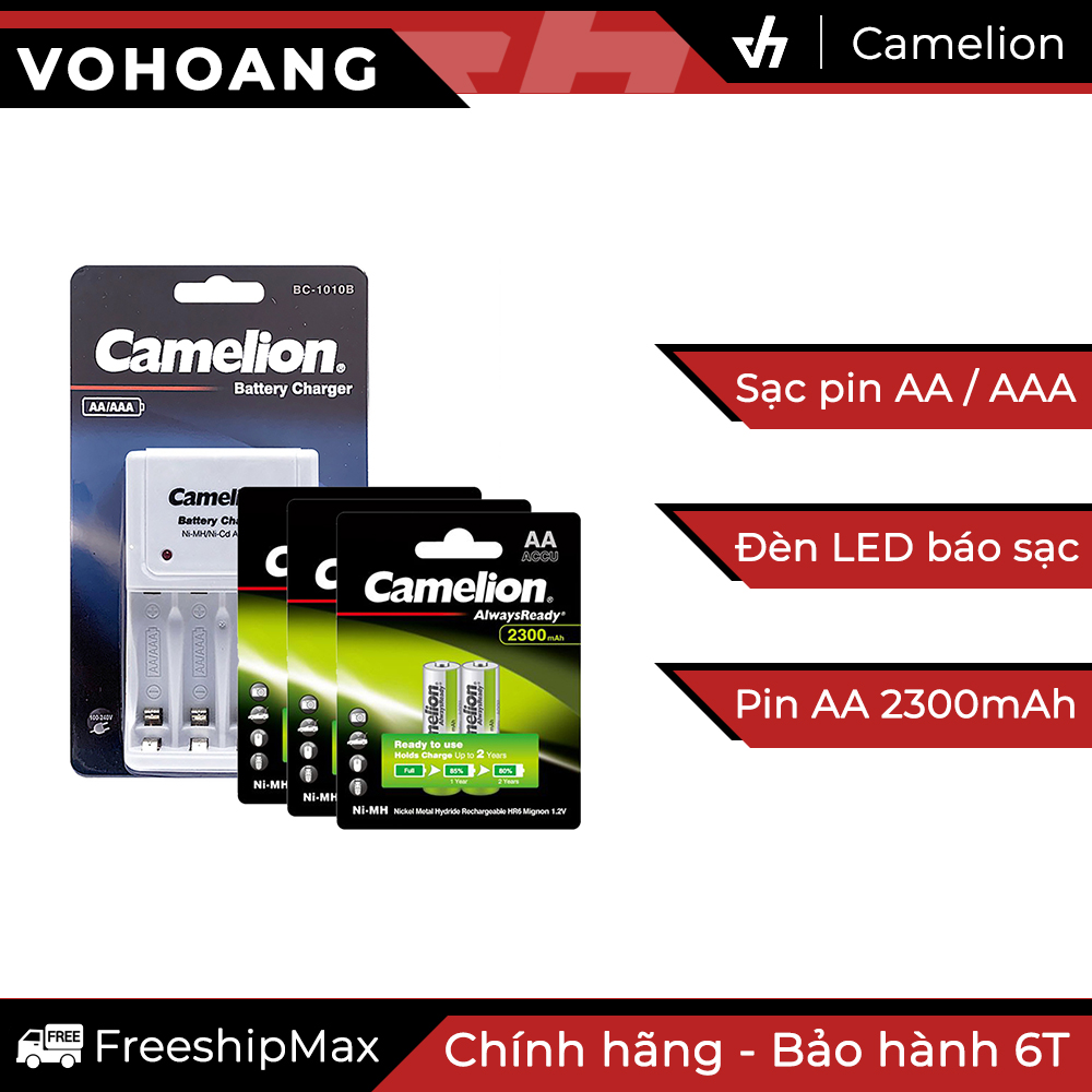 Sạc camelion 1010b kèm 6 pin aa camelion 2300mah
