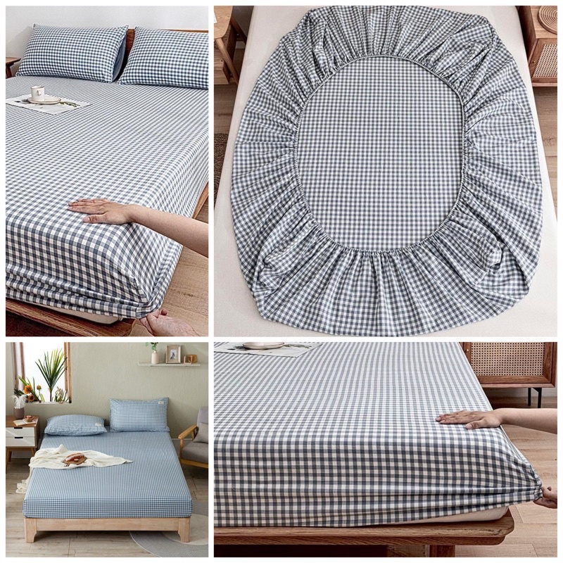 Ga giường cotton tici kẻ vải đẹp không phai màu