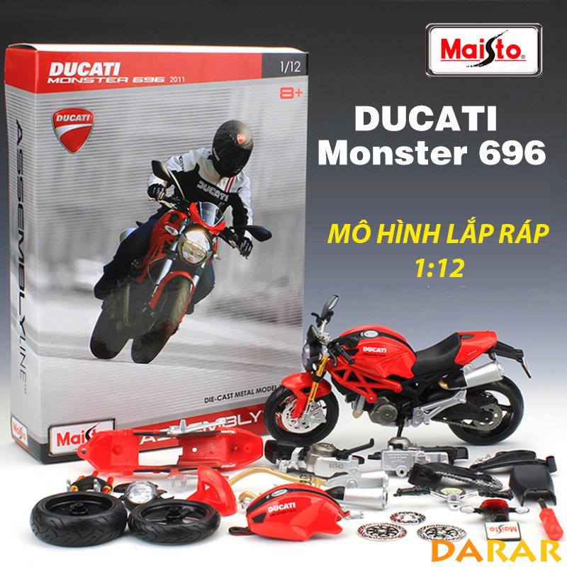 MÔ HÌNH LẮP RÁP xe Moto Ducati Monster 696 - Maisto tỷ lệ 1:12