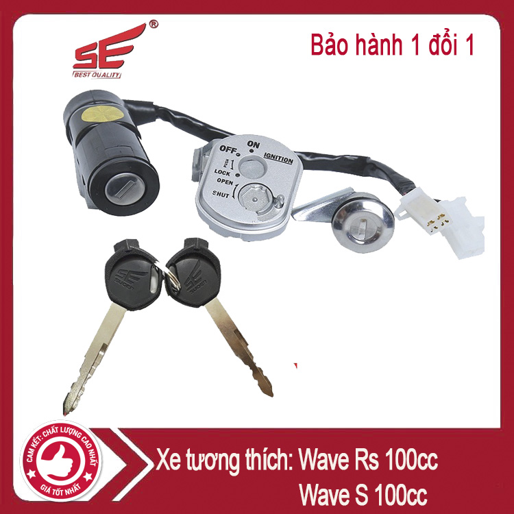 Ổ khóa xe máy wave rs 100cc, wave s 100cc loại 2 cạnh, bảo hành 6 tháng