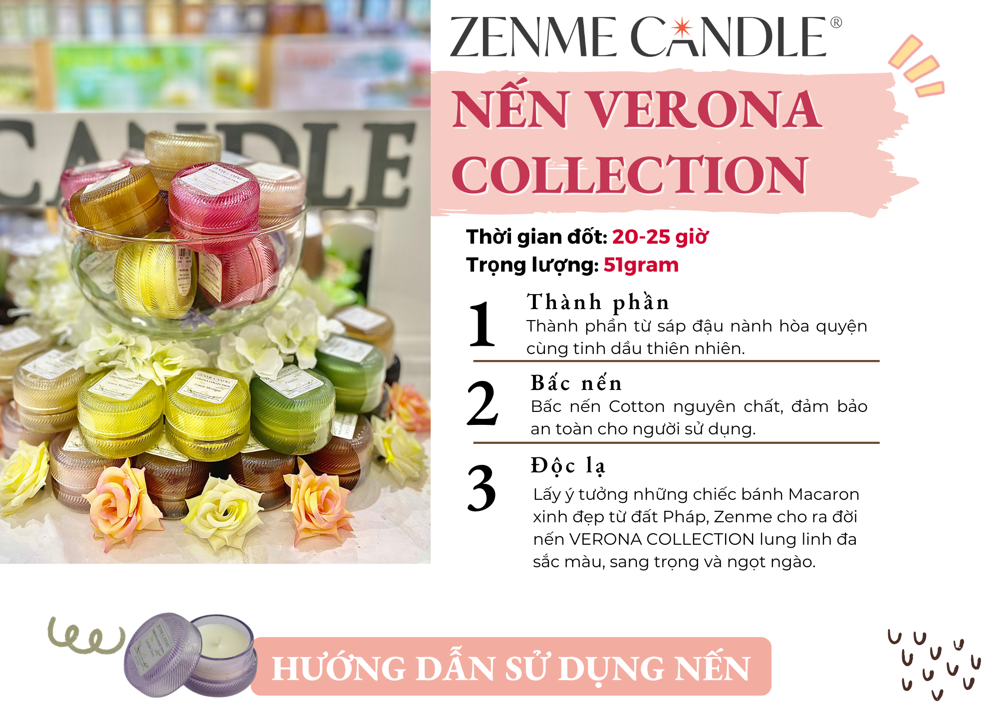 Nến thơm Verona Colletion Zenme - Macaron candle