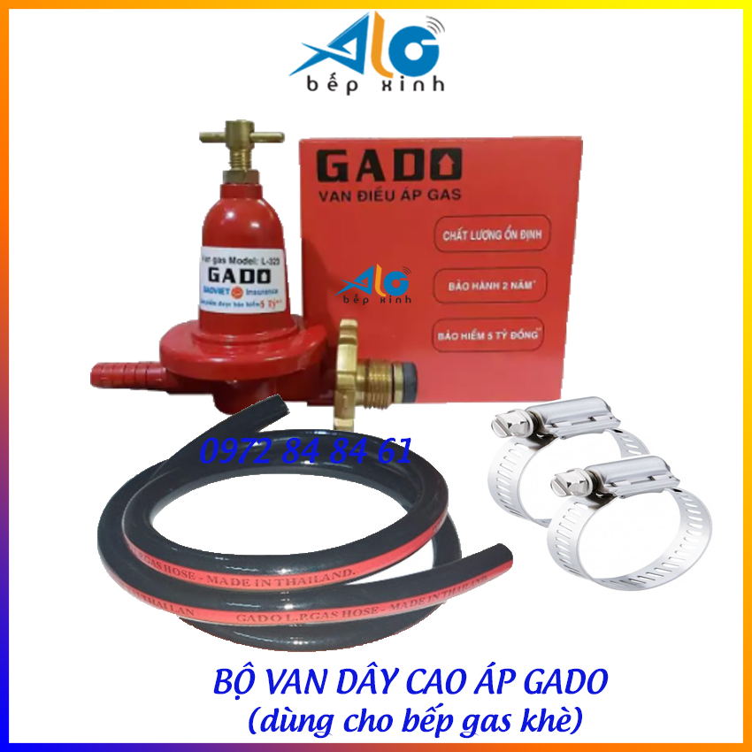 Bộ van dây gas bếp khè công nghiệp Gado - Bộ van dây cao áp bếp gas khè - Alo Bếp xinh