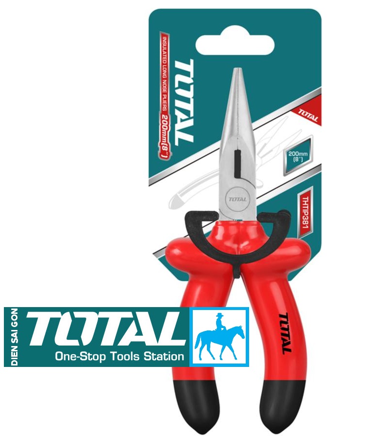 Kìm điện mỏ dài cách điện 8inch 200mm total chính hãng thtip381