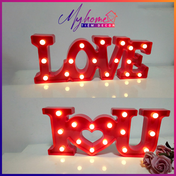 Đèn LED phát sáng chữ LOVE và ILOVEYOU trang trí sự kiện