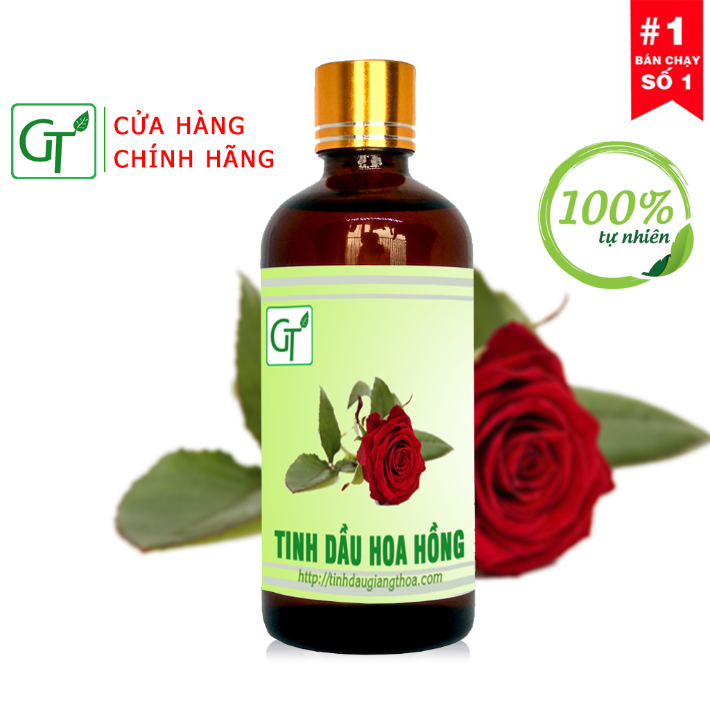 Tinh dầu Hoa Hồng GT 100% Nguyên Chất- Hương Thơm Quyến Rũ, Bền Lâu - Chai 10 - 100ml - Hàng Cao Cấp Nhập Khẩu Ấn Độ
