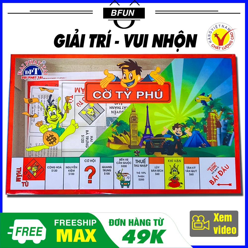 Bộ Cờ Tỷ Phú Đại Phát Tài - Bộ Trò Chơi Cờ Tỉ Phú Monopoly Việt Nam Bằng Giấy Cao Cấp, Board game - Đồ Chơi Trẻ Em Cho Bé Trai Bé Gái Giải Trí Boardgame BFUN
