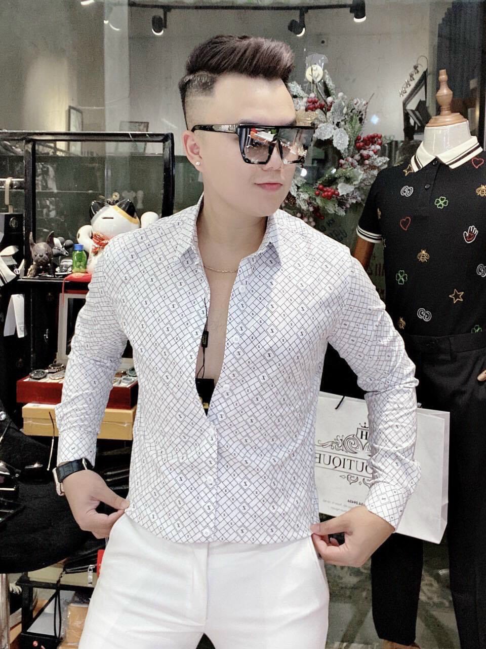 ÁO SƠMI NAM TRẮNG TAY dài MẪU MỚI CAO CẤP THỜI TRANG HANASHOP97 HN520