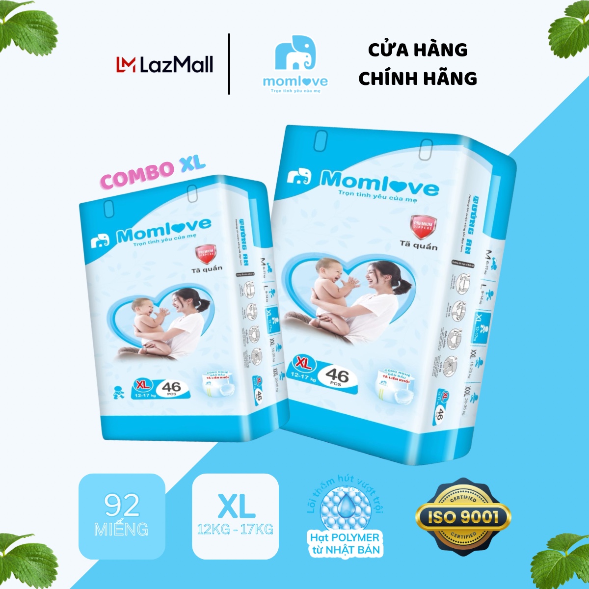 Combo tã quần momlove size xl