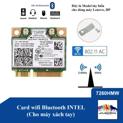 Card wifi Bluetooth INTEL AC 7260 7265 8260 8265 9260 9560 AX200 (cho máy tính xách tay) (4)