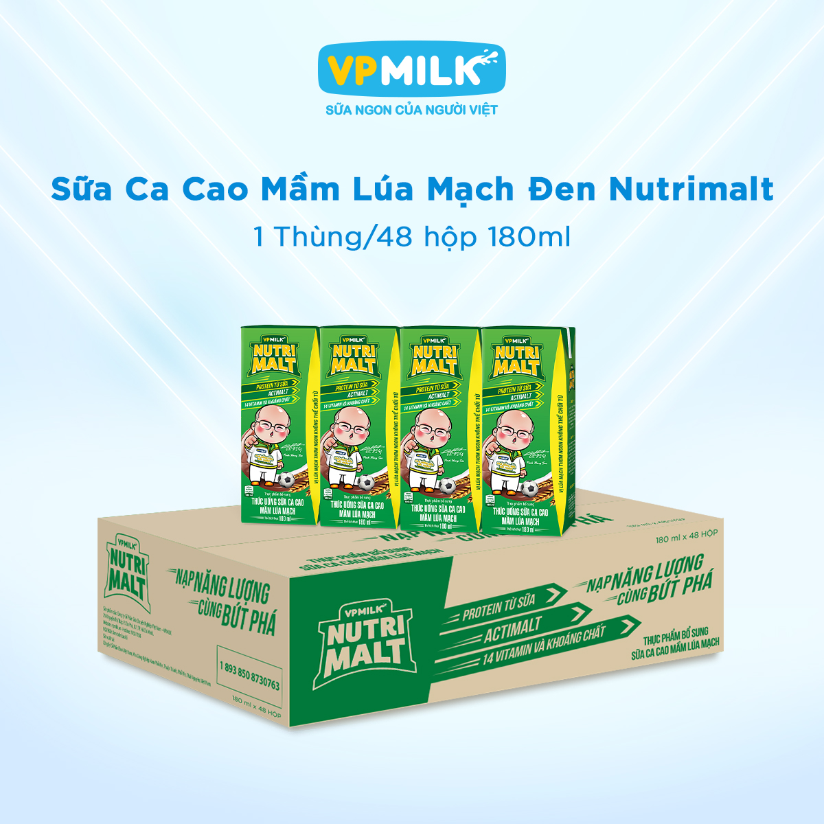 [Thùng 48 Hộp 180ml] Sữa Ca Cao Mầm Lúa Mạch Đen Nutrimalt Cho Bé Từ 1 Tuổi