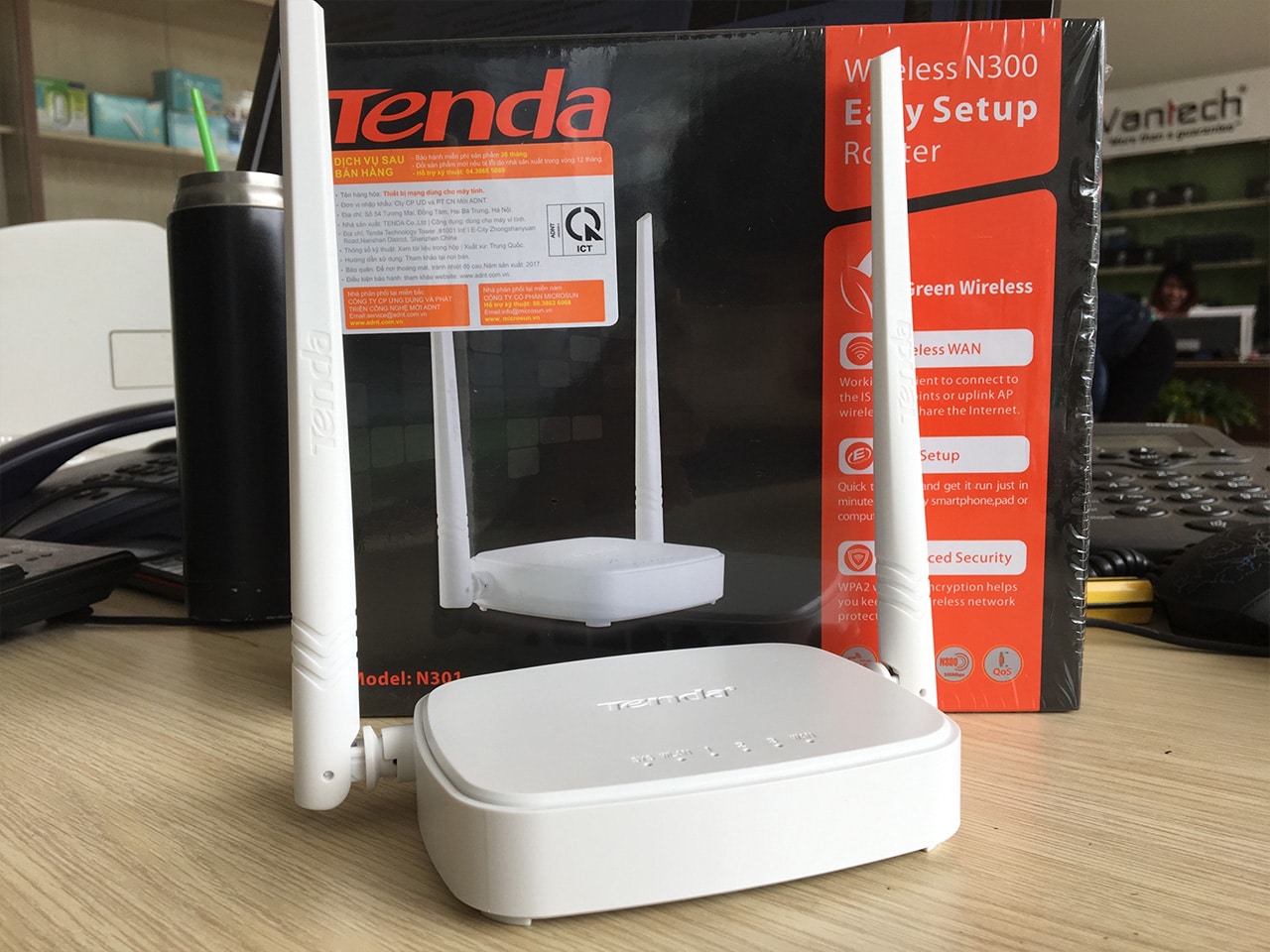 Bộ phát sóng wifi tenda n301 300mbp 2 ăngten, phát sóng wireless cực mạnh, cực xa, bộ phát wifi mẫu mới bán chạy