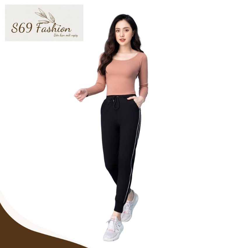 QUẦN JOGGER 2 SỌC NỮ BO GẤU S69 kiểu dáng thời trang, chất vải mỳ hàn dày dặn đanh mịn, mặc được bốn mùa-quần jogger, quần jogger nữ, quần jogger thể thao