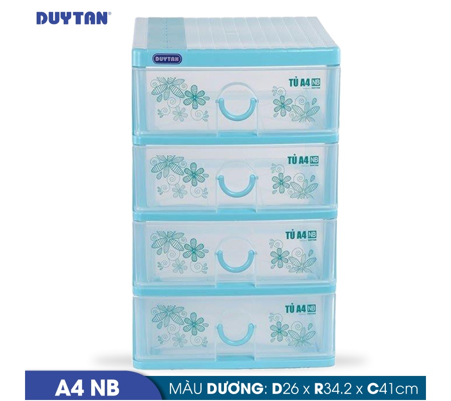 Tủ nhựa Duy Tân Tomi A4 nắp bằng 4 ngăn (26 x 34.2 x 41 cm) - 43433 - Giao màu ngẫu nhiên