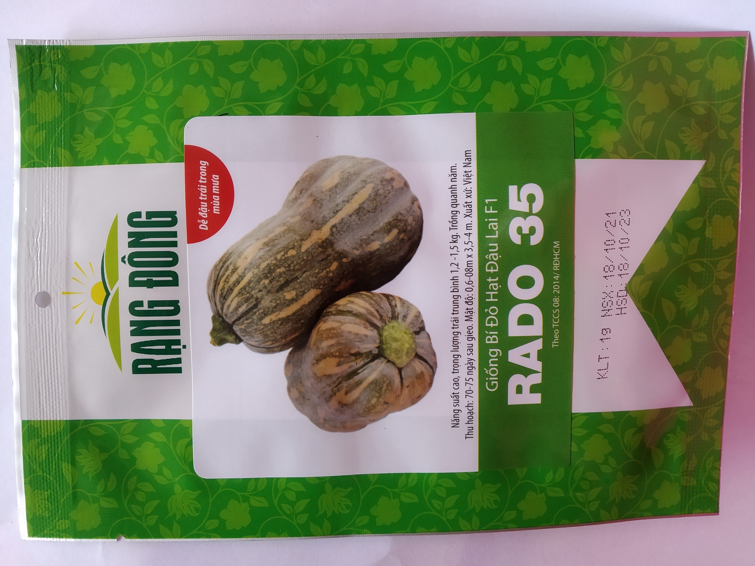 Hạt giống bí đỏ hạt đậu lai f1 rạng đông rado 35 dễ đậu trái - gói 1g