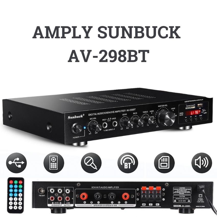 Ampli, âm ly, amly, amply bluetooth Sunbuck AV-298BT - Công suất max 500W (200W + 200W + 100W), độ phân giải cao,amplificador bluetooth bộ khuếch đại kỹ thuật số có đèn LED USB AV điện bao quanh, nhạc âm thanh siêu trầm