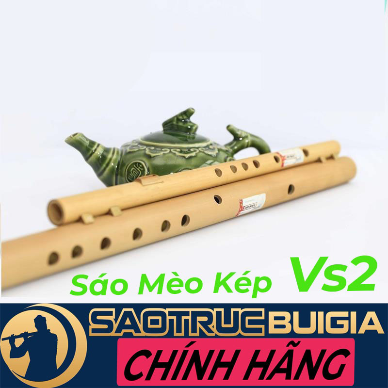  Sáo Mèo Kép Đô C5 -  Sáo mèo Nam Nữ  - Dòng cao cấp VS2 - Sáo trúc Bùi Gia 