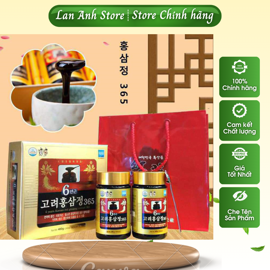 Cao hồng sâm 365 hàn quốc, sét 2 lọ x 240g