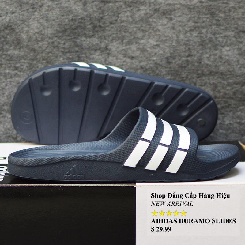 [HCM]Dép đi phượt Adidas Nam Nữ Duramo màu xanh đen sọc trắng