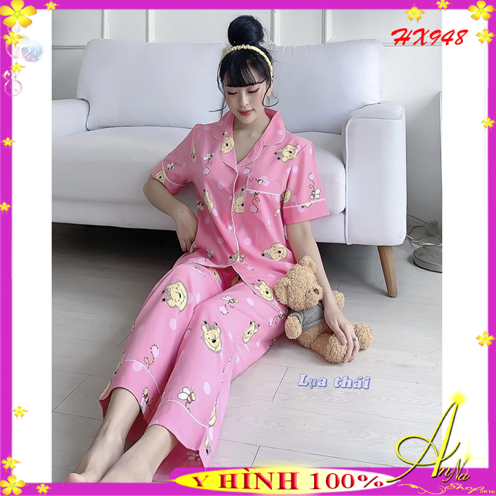 Đồ bộ pijama mặc nhà nữ lụa thái loại 1- momosa shop 2810